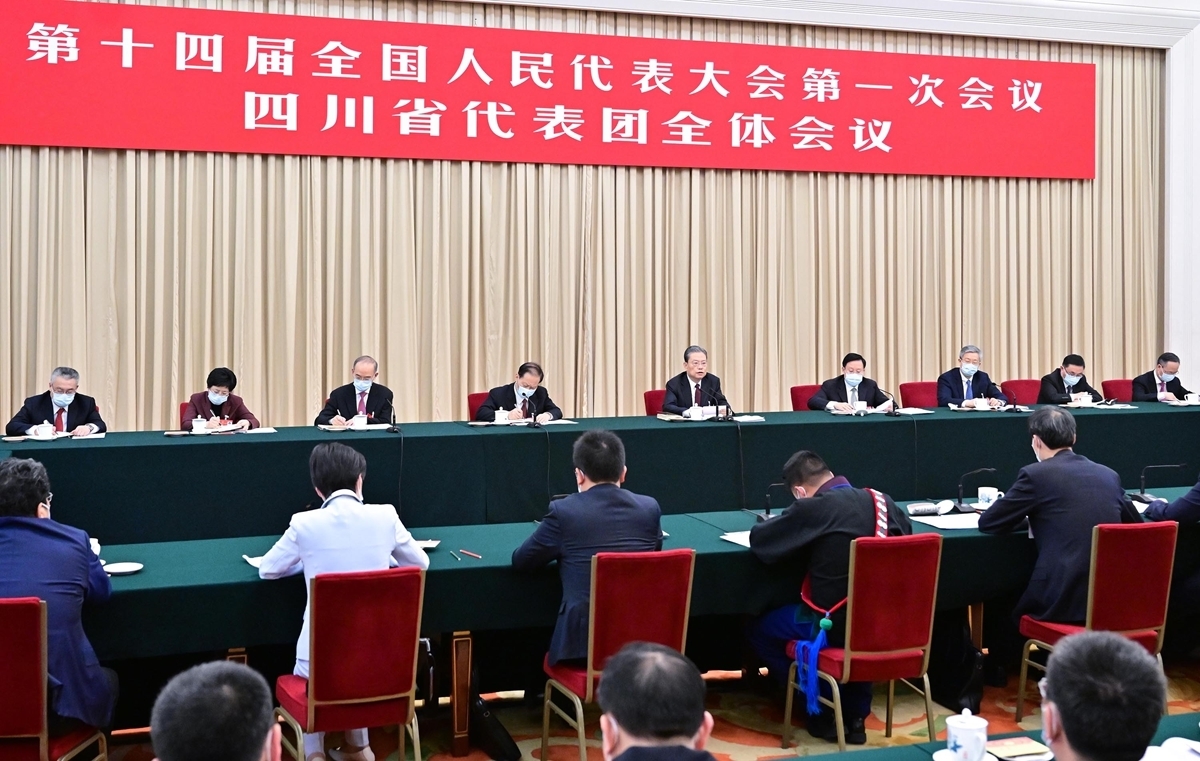 四川代表团举行全体会议 集中审议政府工作报告 赵乐际参加审议并发言 王晓晖黄强等参加审议 易纲等到团听取意见